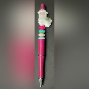 2/$15 Handmade Cute Alpaca Pen - Pink With White